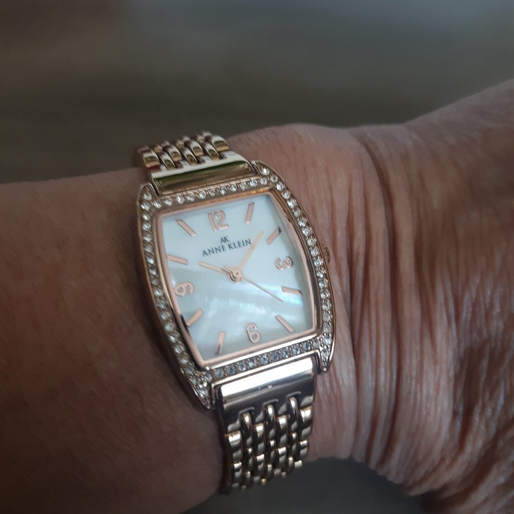 Anne Klein Rosegold tone link watch.